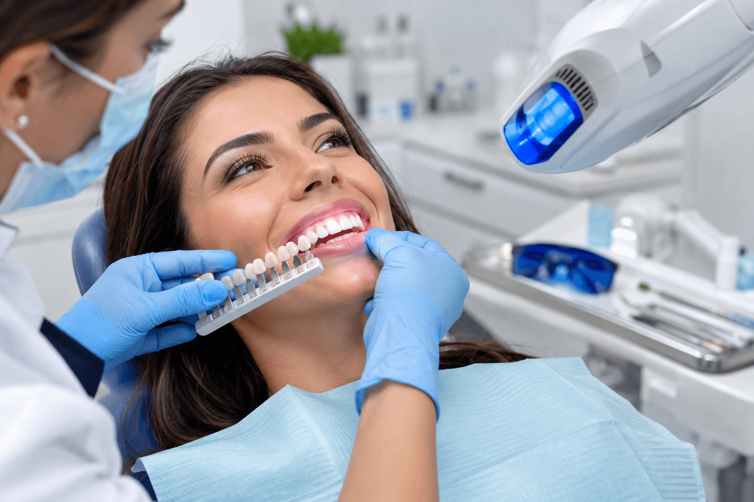 Teeth whitening result showing improvement from lifestyle staining and smoking